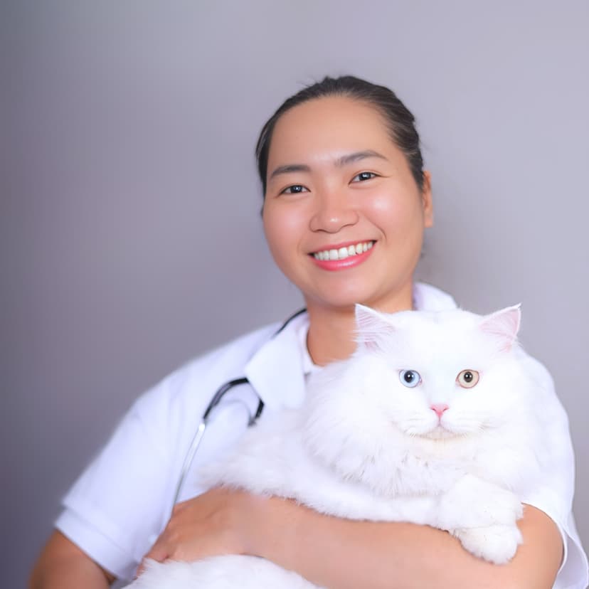 Bé mèo trắng đang chơi đùa tại Khách Sạn Thú Cưng Petcial